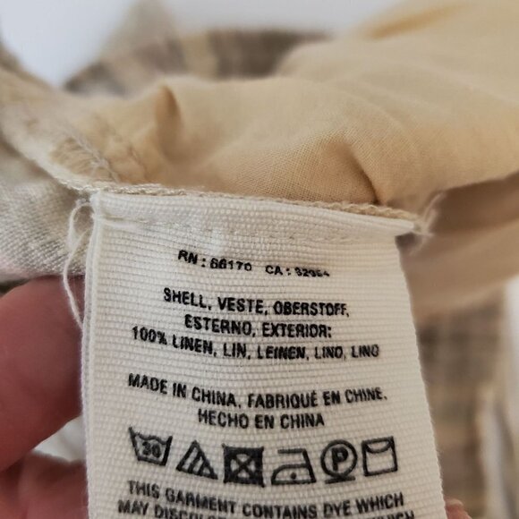 By Anthropologie Striped Linen Shorts Medium Elastic Waist Pull On Neutral - Picture 4 of 10